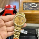 Rolex Day-Date Fake Watches Yellow Dial Moissanite Diamonds EW Factory 40mm - Image 4