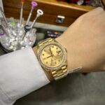 Rolex Fake Watch Day-Date Yellow Dial Custom Moissanite Diamonds 40mm - Image 9