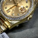 Rolex Fake Watch Day-Date Yellow Dial Custom Moissanite Diamonds 40mm - Image 5