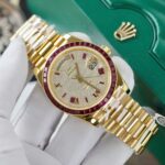Rolex Day-Date Replica Watch Ruby Red + Moissanite Diamonds Gold Wrapped GM Factory 40mm - Image 2