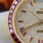 Rolex Day-Date Replica Watch Ruby Red + Moissanite Diamonds Gold Wrapped GM Factory 40mm - Image 5