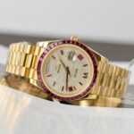 Rolex Day-Date Replica Watch Ruby Red + Moissanite Diamonds Gold Wrapped GM Factory 40mm - Image 3