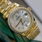 Rolex Day-Date MOP Dial Imitation Watches 18K Gold Wrapped + Bezel Moissanite Diamonds GM Factory 40mm - Image 3