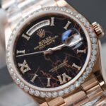 Rolex Day-Date Eisenkiesel Dial Copies Watch Gold Wrapped + Diamonds Moissanite GM Factory 36mm - Image 4