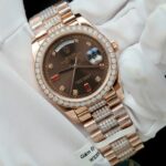 Rolex Day-Date Chocolate Dial Imitation Watches Gold Wrapped + Moissanite Diamonds Custom 36mm - Image 3