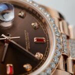 Rolex Day-Date Chocolate Dial Imitation Watches Gold Wrapped + Moissanite Diamonds Custom 36mm - Image 8