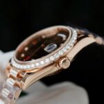 Rolex Day-Date Chocolate Dial Imitation Watches Gold Wrapped + Moissanite Diamonds Custom 36mm - Image 9
