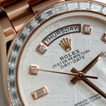 Rolex Day-Date Meteorite Dial Custom Gold Wrapped + Moissanite Diamonds Baguette 36mm - Image 6
