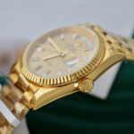 Rolex Day-Date Yellow Champagne Dial Luxury Fake Watches 18K Gold Wrapped QF Factory 36mm - Image 8