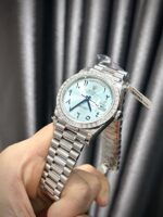 Rolex Day-Date Replica Watch Ice Blue Dial Number Pile Arabic GM Factory 40mm - Image 4
