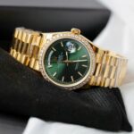 Rolex Day-Date Dial Green Replica Watch Gold Wrapped + Diamonds Moissanite Hong Kong 36mm - Image 4