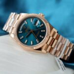 Rolex Day-Date Blue Green Dial Luxury Fake Watches 18K Gold Wrapped Custom GM Factory 36mm - Image 5