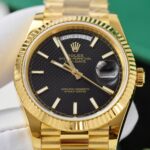 Rolex Day-Date Black Dial With Checkered Pattern Custom 18K Gold Wrapped GM Factory 40mm - Image 3