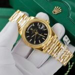 Rolex Day-Date Black Dial With Checkered Pattern Custom 18K Gold Wrapped GM Factory 40mm - Image 2