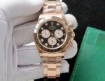 Rolex Daytona 126505 Rose Gold Best Replica Watch Black Dial 40mm