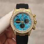Rolex Daytona 126538TBR Turquoise Diamond Replica Watches Oysterflex Strap FH Factory 40mm