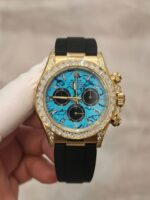 Rolex Daytona 126538TBR Turquoise Diamond Replica Watches Oysterflex Strap FH Factory 40mm