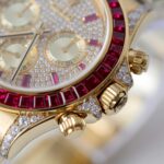 Rolex Daytona 126598TRU Replica Watches Custom Gold Wrapped + Ruby + Diamonds Moissanite 40mm - Image 6