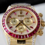 Rolex Daytona 126598TRU Replica Watches Custom Gold Wrapped + Ruby + Diamonds Moissanite 40mm - Image 4