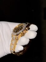 Rolex Best Replica Watch Daytona Eye Of Tiger Gold Wrapped Moisasnite Diamonds Custom 40mm - Image 4