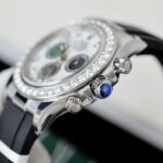 Rolex Daytona Dial MOP Replica Watch Number Pile + Bezel Diamonds Moissanite Custom 40mm - Image 9
