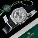 Rolex Daytona Dial MOP Replica Watch Number Pile + Bezel Diamonds Moissanite Custom 40mm - Image 3
