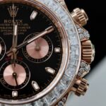 Rolex Daytona Dial Black Copies Watches Gold Wrapped + Diamonds Moissanite Baguette 40mm - Image 6