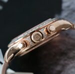 Rolex Daytona Dial Black Copies Watches Gold Wrapped + Diamonds Moissanite Baguette 40mm - Image 8