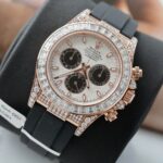 Rolex Daytona Best Clone Watches 18K Gold Wrapped + Diamonds Moissanite Baguette 40mm - Image 4