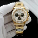 Rolex Daytona Meteorite Dial Copies Watch Gold Wrapped + Moisanite Baguette 40mm - Image 2