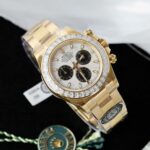 Rolex Daytona Meteorite Dial Copies Watch Gold Wrapped + Moisanite Baguette 40mm - Image 4