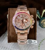 Rolex Daytona Rainbow 116595 Best Replica Watch Gold Wrapped + Moissanite Diamonds 40mm - Image 2
