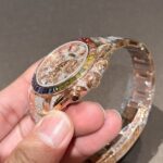 Rolex Daytona Rainbow Replica Watch Gold Wrapped With Moissanite Diamonds 40mm - Image 6