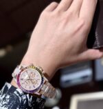 Rolex Daytona Rainbow Replica Watch Gold Wrapped With Moissanite Diamonds 40mm - Image 9