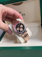 Rolex Daytona Rainbow Replica Watch Gold Wrapped Moissanite TW 40mm - Image 4