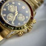 Rolex Best Replica Watch Daytona Rainbow Gold Wrapped And Moissanite Diamond Custom 40mm - Image 8