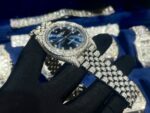Rolex Best Replica Watch DateJust Dial Blue Custom Full Diamonds Moissanite 41mm - Image 6