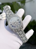 Rolex Best Replica Watch DateJust Full Moissanite Diamonds Custom 41mm - Image 4