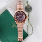 Rolex GMT-Master II 126715CHNR Replica Watch Rose Gold Tiger Eye Stone Dial 40mm