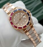 Rolex GMT-Master II 126755 SARU-DIAO Gold Wrapped Moissanite Sapphire Replica Watch 40mm - Image 4