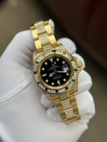Rolex GMT-Master II Replica 1:1 Watch With Full Diamond Black Dial 40mm - Image 4