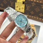 Rolex Land-Dweller 127236 Luxury Imitation Watches Ice Blue Dial Honeycomb Pattern 36mm