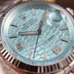Rolex Land-Dweller 127236 Luxury Imitation Watches Ice Blue Dial Honeycomb Pattern 36mm - Image 4