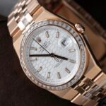 Rolex Land-Dweller 127334 White Dial Honeycomb Pattern Replica Watches Diamonds CZ Baguette Custom 40mm - Image 5