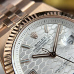 Rolex Land-Dweller 127335 Rose Gold Replica Watches White Dial Honeycomb Pattern 40mm - Image 5