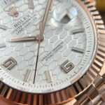 Rolex Land-Dweller 127335 Rose Gold Replica Watches White Dial Honeycomb Pattern 40mm - Image 8