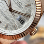 Rolex Land-Dweller 127335 Rose Gold Replica Watches White Dial Honeycomb Pattern 40mm - Image 6