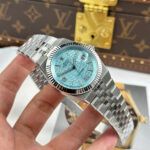 Rolex Land-Dweller 127336 Luxury Fake Watches Ice Blue Dial Honeycomb Pattern 40mm - Image 2