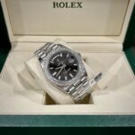 Rolex Day-Date Replica Watch Black Dial Custom Moissanite Diamonds 40mm - Image 5