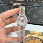 Rolex DateJust Women Demi Rose Gold Replica Watches Sundust Dial THB Factory 31mm